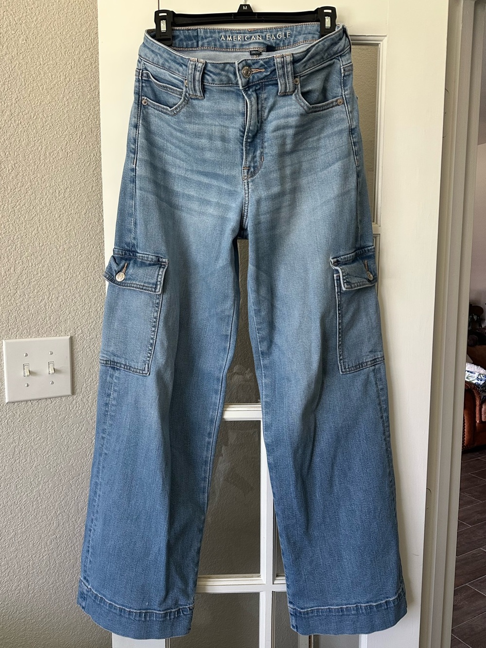 American Eagle Super High Rise Baggy Wide Leg Cargo Jeans 4